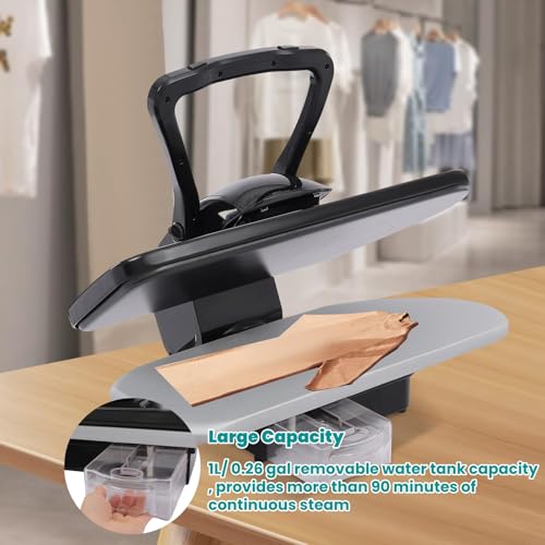 Intelligent Steam Press, 1600W Digital Steam Press with Multiple Fabric Settings and Steam Burst Function, Steam Iron Press with Touch Screen, 26" L x 20.8" W x 10.2" H (Black) - Image 4