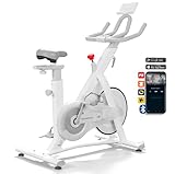 WONDER CORE Indoor Cycling Exercise Bike, WONDERCISE Bike - 13.2LB Flywheel, 32-Level Resistance, Silent Belt Drive, Bluetooth Connectivity, Tablet Holder, Adjustable Seat/Handlebars (White)