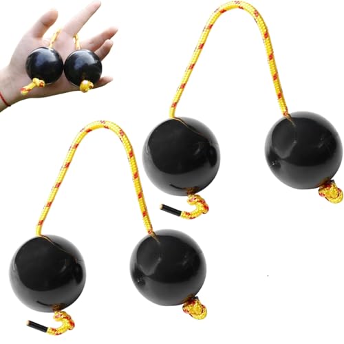 BOBOZHONG Kashaka Aslatua Shakers,2 Paires de Shakers Africains,Instrument de Percussion à Main avec Balles Rythmiques pour Mariage,Fête,Cours de Musique...