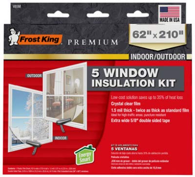 FROST KING V85M Window Insulation Kit, Heavy-Duty, XL, 62 x 210-In. - Quantity 6