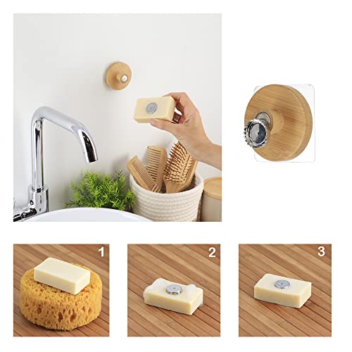Magnetic Soap Holder Bamboo Wall Mounted Adhesive #TOP3