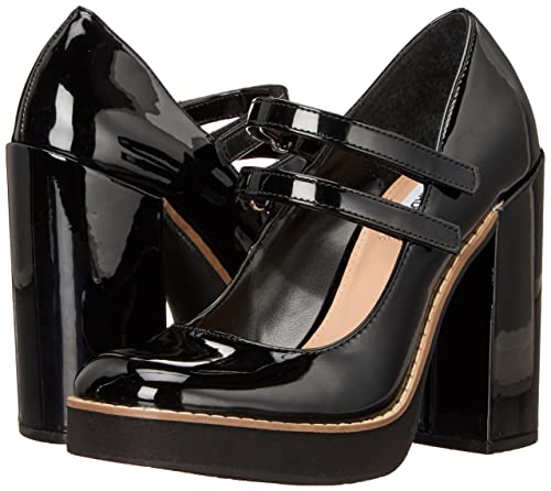 Steve Madden Twice Mary Jane Pump Black Patent 8.5 M #TOP6