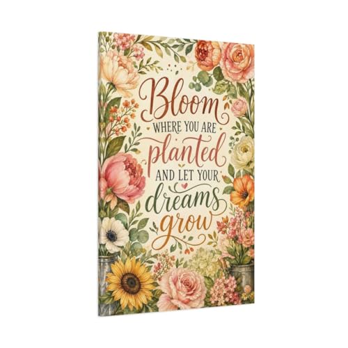 Tableau pastel citation florale grand format de style galerie d'art