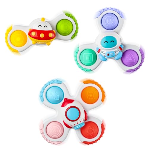 ALASOU 3PCS Pop Suction Cup Spinner Toys for 1 Year Old Boy...