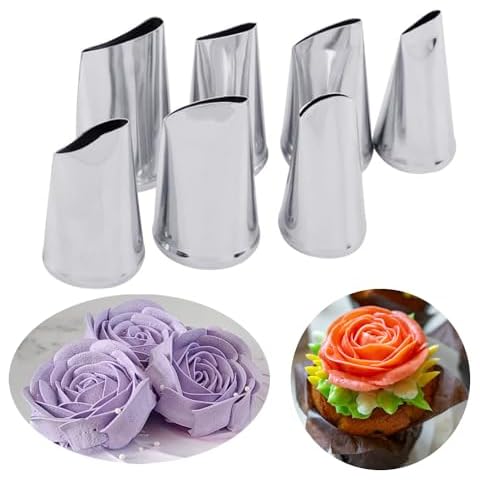 Hendiy 7Pieces/set Cake Decorating Tips Set Cream Icing Piping Fondant Rose Nozzle Pastry Tools Fondant Decorating Tools Cover