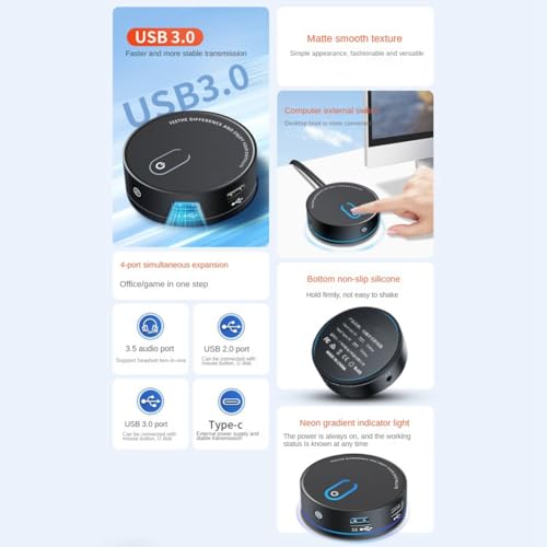 Interruptor de computadora de escritorio con botón de alimentación externa y USB 3.0 universal 6