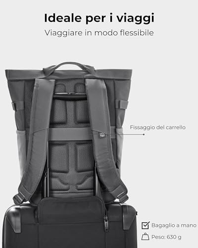 Johnny Urban Zaino Uomo Donna Grigio - Harper - Zainetto Da Viaggio Sport Tempo Libero Con Molti Scomparti - Scomparto Per Porta Pc 16 Pollici - Idrorepellente - 9