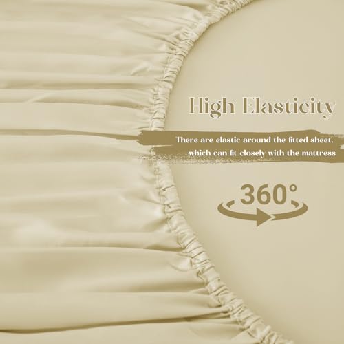 Image of Homiest 3-Pieces Ruffle Pillow Case & Fitted Sheet Set, Cream Full Sheets with 2 Ruffled Pillow Shams, 15 Inch Deep Pocket, Cute & Coquette Microfiber Bed Set for Decorating Bedroom Hotel