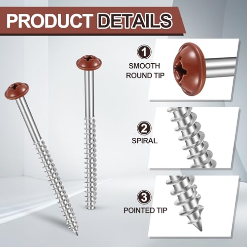 Jetec 24 Pcs Shutter Fasteners, tornillos pintados de 3 pulgadas, color Rojo Burdeos miniatura 3