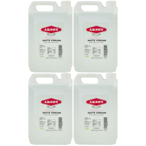 Aksoy White Vinegar 20L (5L x4) Bulk Pack | Distilled Food Grade Vinegar for Cleaning Pickling Cooking & Weed Control | Multi-Purpose Spirit Vinegar