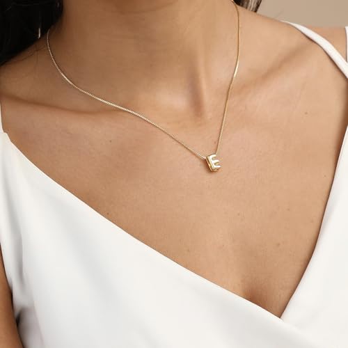 Image of Personalized Bubble Letter Initial Necklace, 14K Gold Plated, Dainty Pendant for Women, Trendy Gold Jewelry