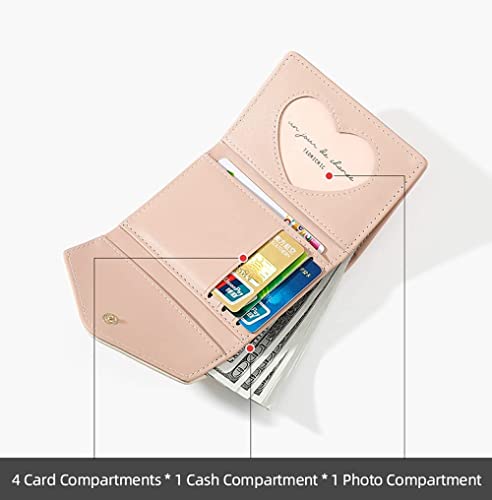 Kuifang Girls Cute Flowers Print Wallet, Small Tri-Folded Aesthetic Wallet, Pu Leather Purse Cash Pocket Card Holder Id Window Purse For Women(Green) #TOP5