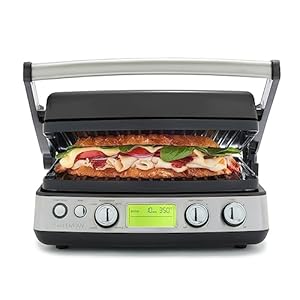 GreenPan Elite 6-in-1 Multi-Function Contact Grill & Griddle, PFAS-Free Healthy Ceramic Non-Stick, Dishwasher Safe Grill Plates, Adjustable Temp, Compact, Closed Press/Open Flat Surface, Black