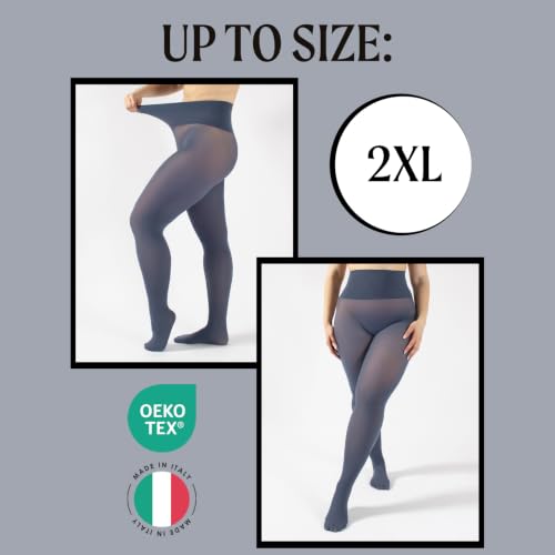 Image of CALZITALY Seamless Tights, 50 DEN High-Waist Pantyhose with no seams, Multi Color Opaque Tights - S, XXL, Italian Hosiery
