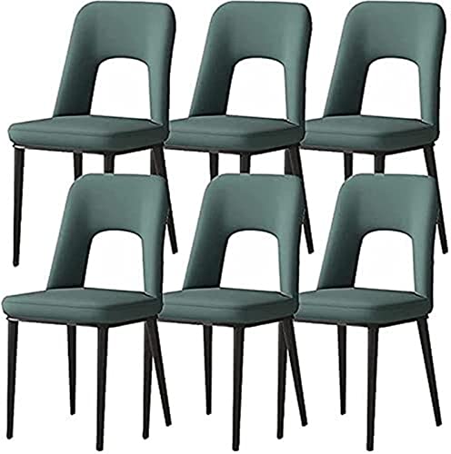 SJIALEN Modern Dining Chairs Set of 6, Office Lounge Kitchen Bedroom Chairs Faux Matte Leather Upholstered Carbon Steel Legs Side Chairs Kitchen Chair (Color : Green, Size : 40x48x85cm)