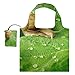 XiangHeFu Totes de regalo reutilizables para comestibles Bolsas de compras Gran capacidad Plegables, Caracol y gotas de agua sobre hojas verdes