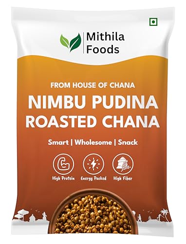 MITHILA FOODS 1 kg Nimbu Pudina Roasted Chana | Desi Chickpeas | Whole with Skin | Crunchy Vegan Gluten-Free High Protein SMART Snack | Authentic Bihari Bhuna Chana Snacks Tangy Lemon Mint Flavor