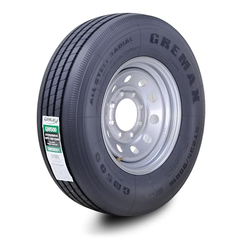 GREMAX All Steel Trailer Tire Wheel Assembly ST235/80R16 14-Ply G 129/125M w/8 Lug on 6.5' PCD Silver Mod Wheel