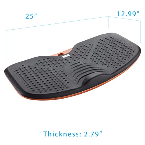Image of Seville Classics airLIFT Premium Anti Fatigue Wooden Balance Wobble Board Mat w /Massage Points, for Office Standing Desk, Home, Exercise, Therapy, Sports Training, Black, 25 inchW x 13 inchD
