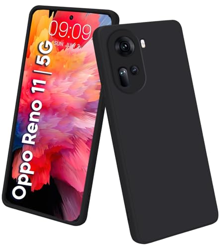 Image of TRUEUPGRADE Liquid Silicone Designed Back Case Cover for Oppo Reno 11 5G | Microfiber Inside | Bumper Back Cover Case for Oppo Reno 11 5G - Black