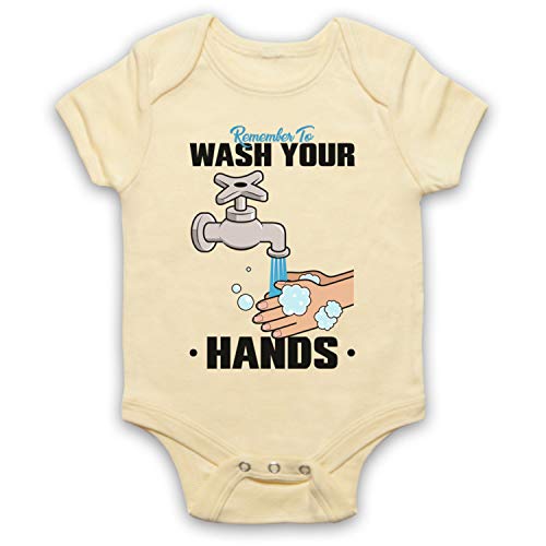 My Icono Arte & Ropa Recuerde Lavarse Las Manos Publicado Anuncio Coronavirus Baby Grow Amarillo amarillo claro 6 mes