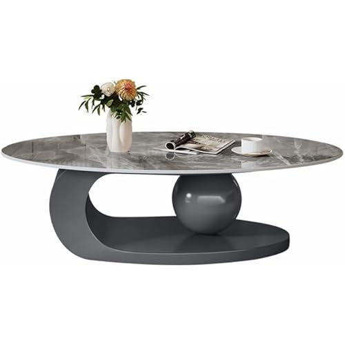LITFAD Modern Stone Coffee Table with Abstract Metal Base Living Room Table Center Table for Home Furniture - Grey 51" L x 28" W x 16.5" H