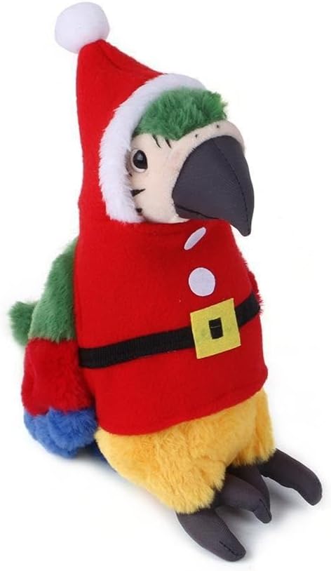 Christmas Bird Costume with Hat, Soft Fleece Holiday Outfit for Small to Large Birds, Warm Winter Clothes for Conure, Cockatiel, Macaw, Cockatoo(Hat,3XL Macaws/Cockatoos)