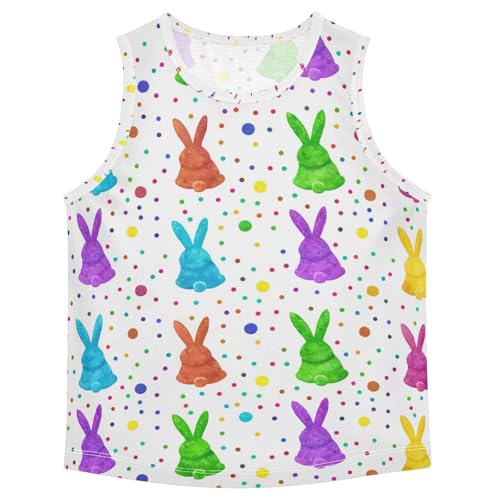 J JOYSAY Colorful Bunny Dot White Boys Tank Top Sleeveless Muscle Shirts Quick Dry Kids T-Shirts 3-15T