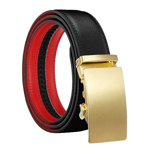 Classic Belt,Men's 3.5 cm Leather Fashion Belt Business Jeans Belt(125 Schwarz Rot,Schwarz Rot)