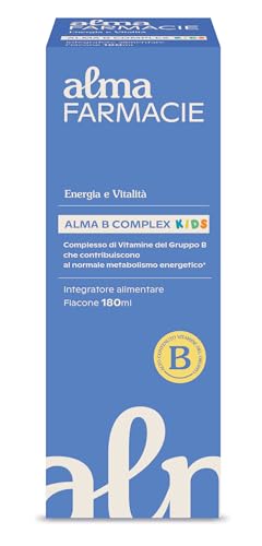 Alma B Complex Kids Alma Farmacie, Sciroppo con Complesso di Vitamine del Gruppo B e Inositolo, Favorisce il Metabolismo Energetico dei Bambini, Sistema Immunitario, Integratore 180 ml
