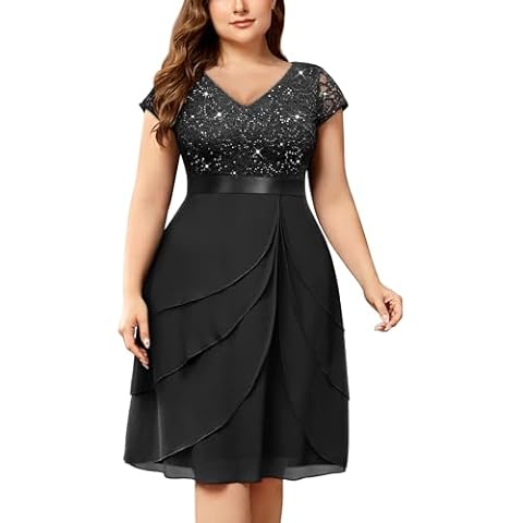 Miusol Plus Size Sequin Lace Dress Cover