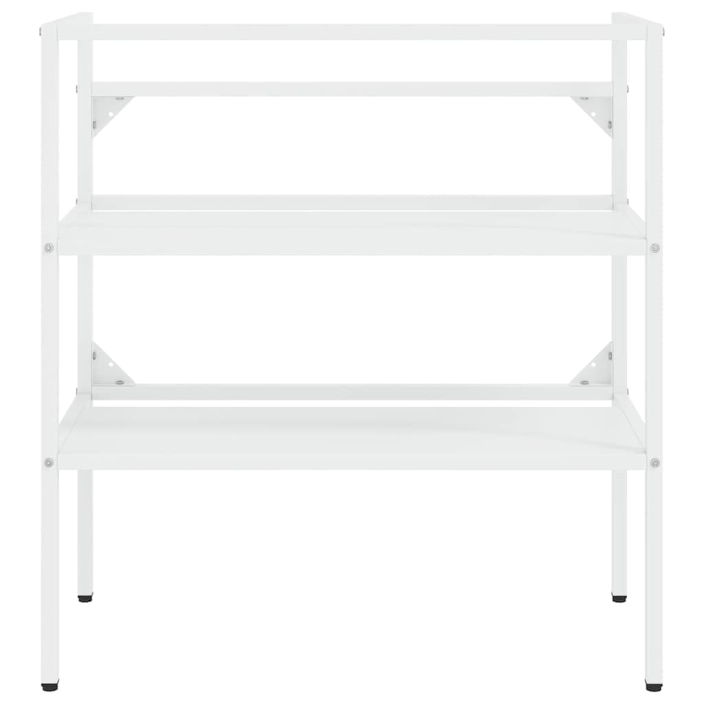 Mueble de baño con lavabo empotrable, color blanco, de hierro pulverizado y cerámica, 79 x 38 x 83 cm, con rebosadero, moderno espacio de lavado con espacio abierto para invitados o baño