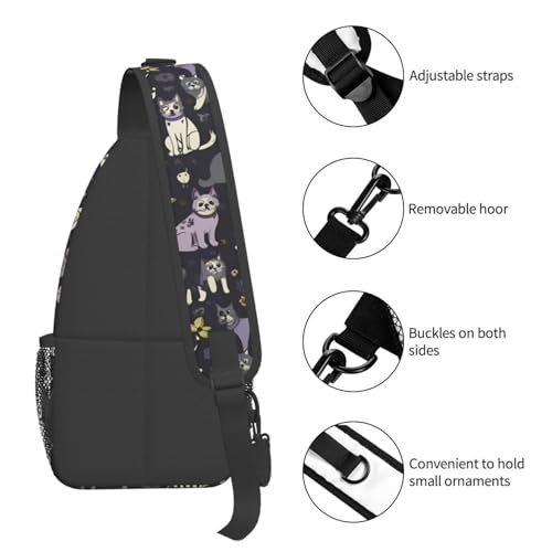Mochila Urbana Sling Negra con Estampado Spooky miniatura 5