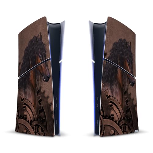 Peau vinyle cheval steampunk pour intégrer la PS5 Slim dans un salon moderne