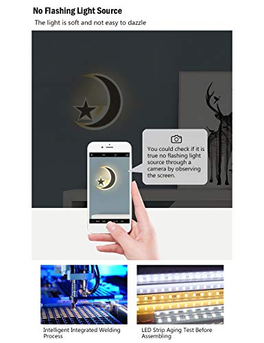 FBBULES 15W Lampada da Parete Stella Luna Applique da Parete Interno Montaggio a Parete Lampada a Muro, Illuminazione per Interno Luci da Parete per Bambini Camera da Letto Salotto, Bianco Caldo 3000K - Image 7