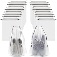 Aubeco 24pcs Clear Shoe Bags for Travel, 15.7\" x 11.8\" Waterproof Dust Bags with Drawstring, Portable Storage for Men and Women