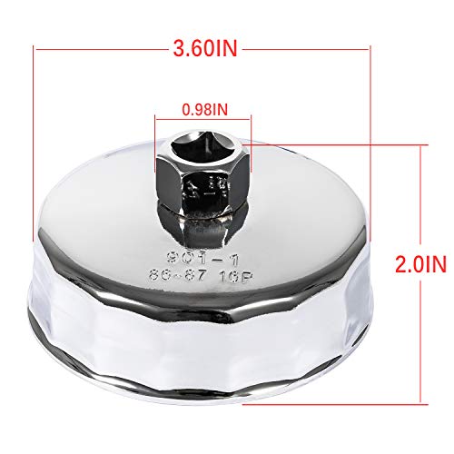 CTcar 86mm-Ölfilterschlüssel für BMW Volvo zum Entfernen der 86mm-16Rillen-Ölfiltergehäusekappen im Kartuschenstil (Silberstahl)