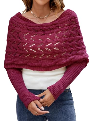 Wantonfy Bufanda Con Mangas Poncho de Punto para Mujer Manta Mantón Invierno