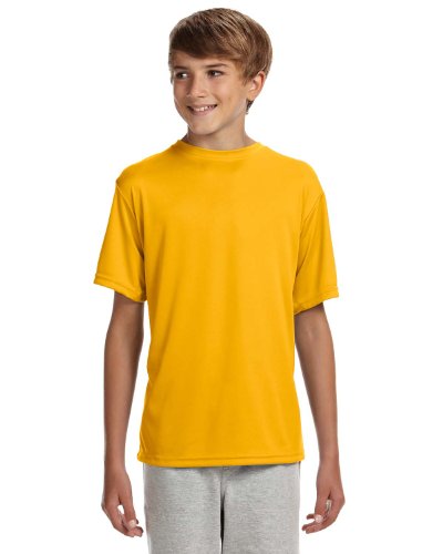A4 Youth Short-Sleeve Cooling Performance Crew, Small, Gold