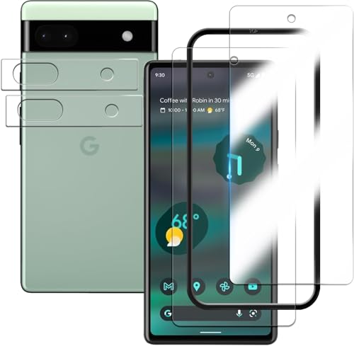Briacicell�y2+2���Z�b�g�zFor Google Pixel 6a �K���X�t�B���� (2��) �{ �J�����t�B���� (2��)+ �K�C�h�g�t�� �y���{���Ɏq�f�ސ��z pixel 6a �����K���X �ی�t�B���� 9H���x ������ ���ϋv ������ �����^