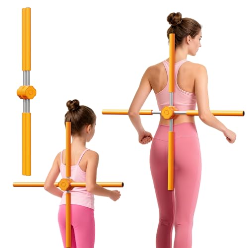 Yoga Stick - Posture Correction Stick - Posture Stick - Back Crack Corrector - Child Adult Hump Corrector - Neck Hump Corrector - Crack Corrector - Back Bulge 26-40in (Orange, Free)