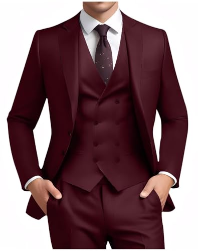 Suit for Men Wedding Slim Fit 3 Piece Set Blazer Jacket Vest Pants Tuxedo Suits for Groomsmen Business Prom Party Sport Coat