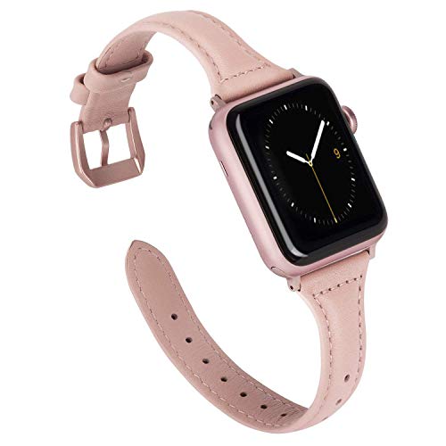 Wearlizer Slim Thin Leather Bands Compatible with Apple Watch Band 38mm 40mm 41mm 42mm 44mm 45mm 46mm 49mm Women Men Strap Wristband Bracelet for iWatch Series 11 10 9 8 7 6 5 4 3 SE/Ultra 3 2 1