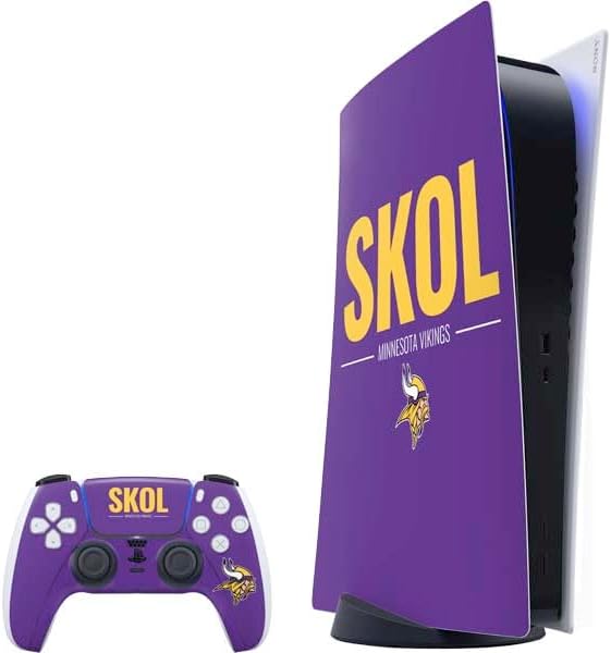 Skinit Decal Gaming Skin Compatible with PS5 Bundle - Officially Licensed NFL Minnesota Vikings Double Vision Design