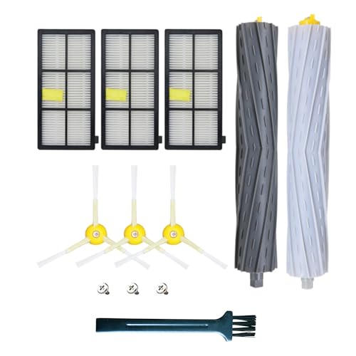 KIOMOKI 消耗品セット for ルンバパーツ 800 900シリーズと互換性のある消耗品セット ロボット掃除機交換用 パーツキット 850 860 861 866 870 880 890 900 Series 960 980 981 985対応互換エッジクリーニングブラシ3本、フィルター 3個、メインブラシ 1セット