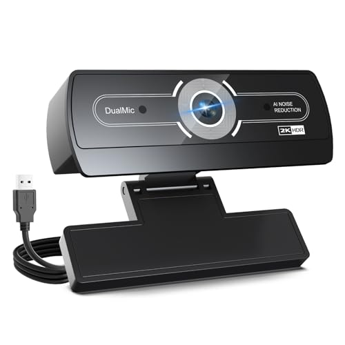 Image of 2K Webcam for PC - 2K Ultra HD Computer Camera with PDAF Autofocus, AI Noise-Canceling Mic, USB Plug & Play, 92 FOV & Auto Lighting Correction for Laptop & Desktop (​Social Streaming Video Call​)​
