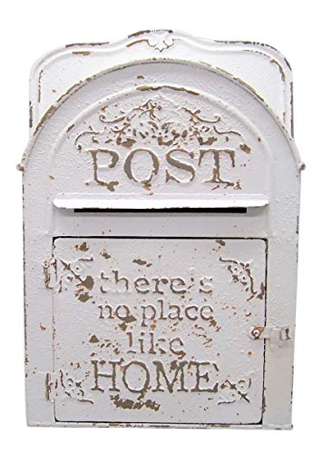 White Painted Tin Wall Mounted Mailbox, 10 1/4 Inch #TOP1