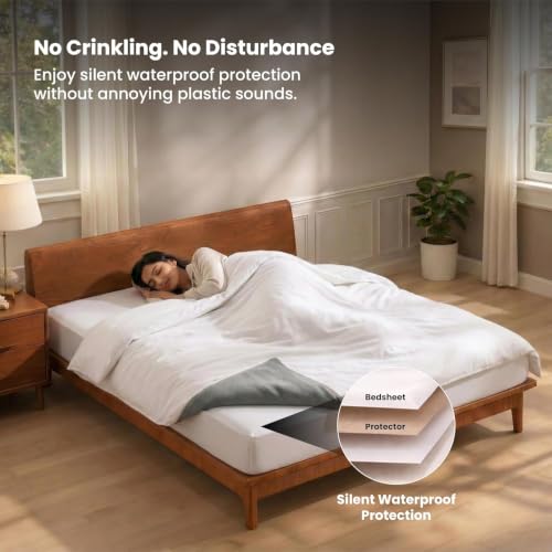 Image of King Size Waterproof Mattress Protector, Blue, 72x78 Inch