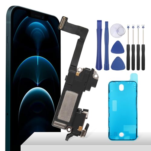 YHX OU Altavoz para iPhone 12/12 Pro Repuesto Timbre del Zumbador Compatible iPhone 12/12 Pro Auriculares Loud Speaker con Herramientas + Adhesivo Resistente al Agua