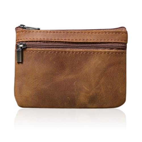 QEXUJOW Mini porte-monnaie marron pour homme – étui et pochette à clés, portefeuille unisexe
